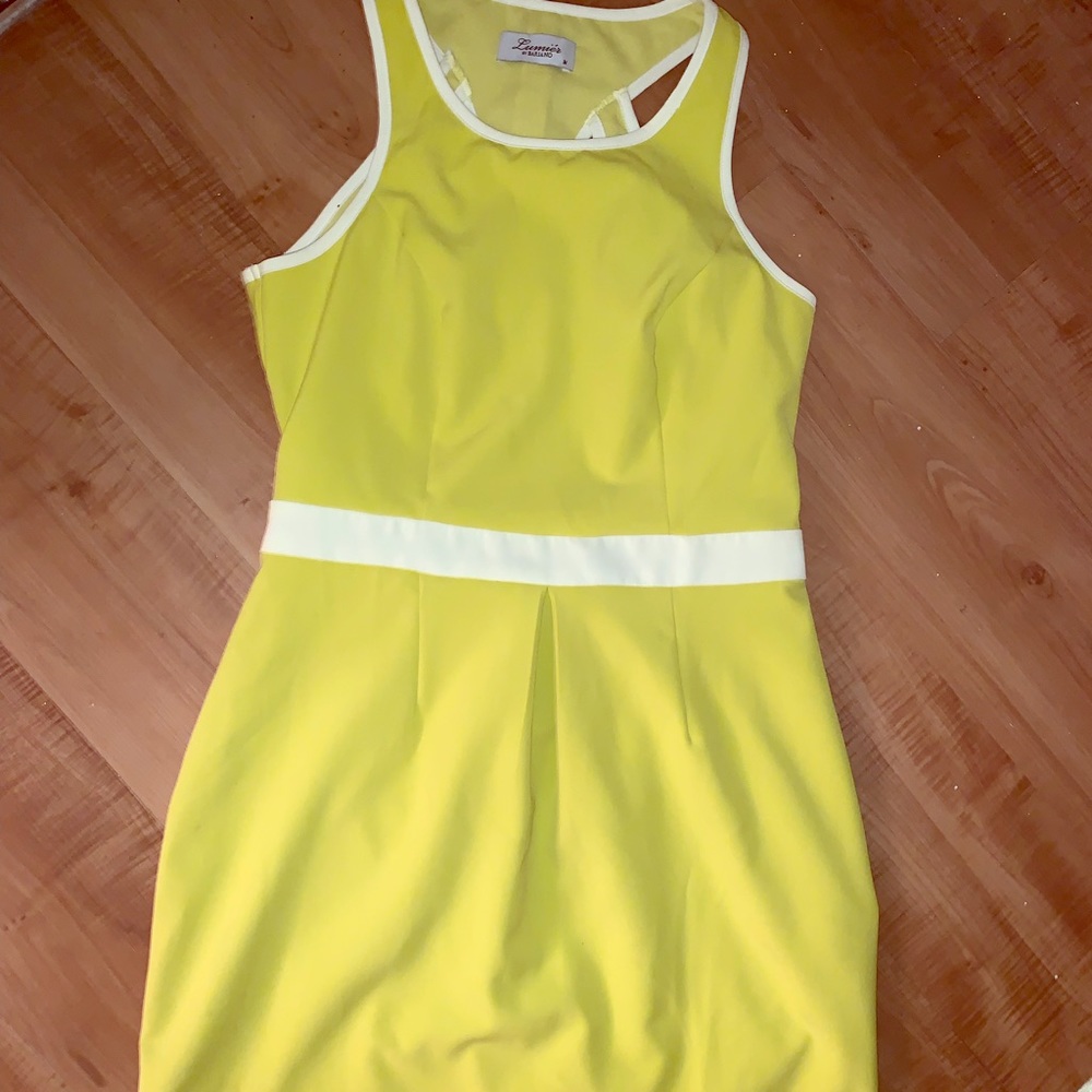 Lumier by Bariano Cut Out Neon Yellow Dress. M